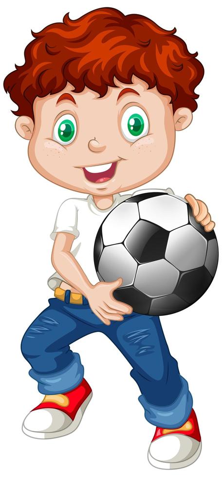 Young boy holding a soccer ball vector