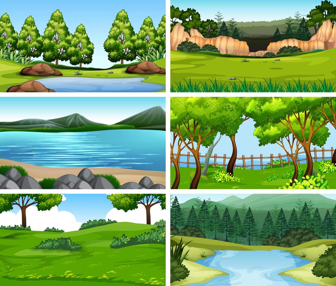 Set of different forest nature scenes vector