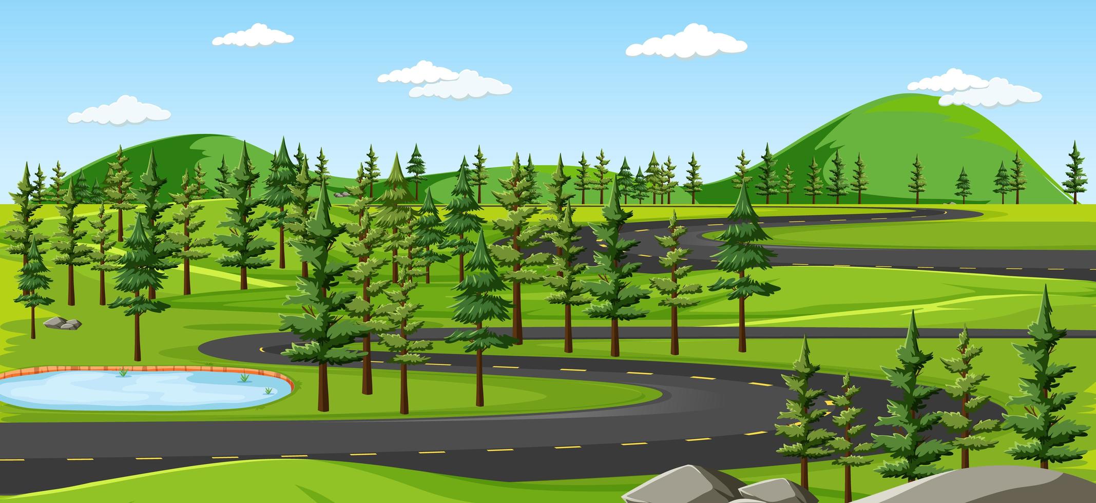 Curvy road landscape background vector