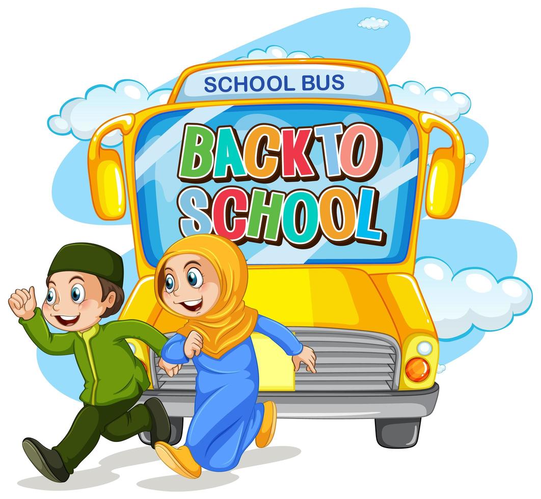 Muslim student kids going back to school vector