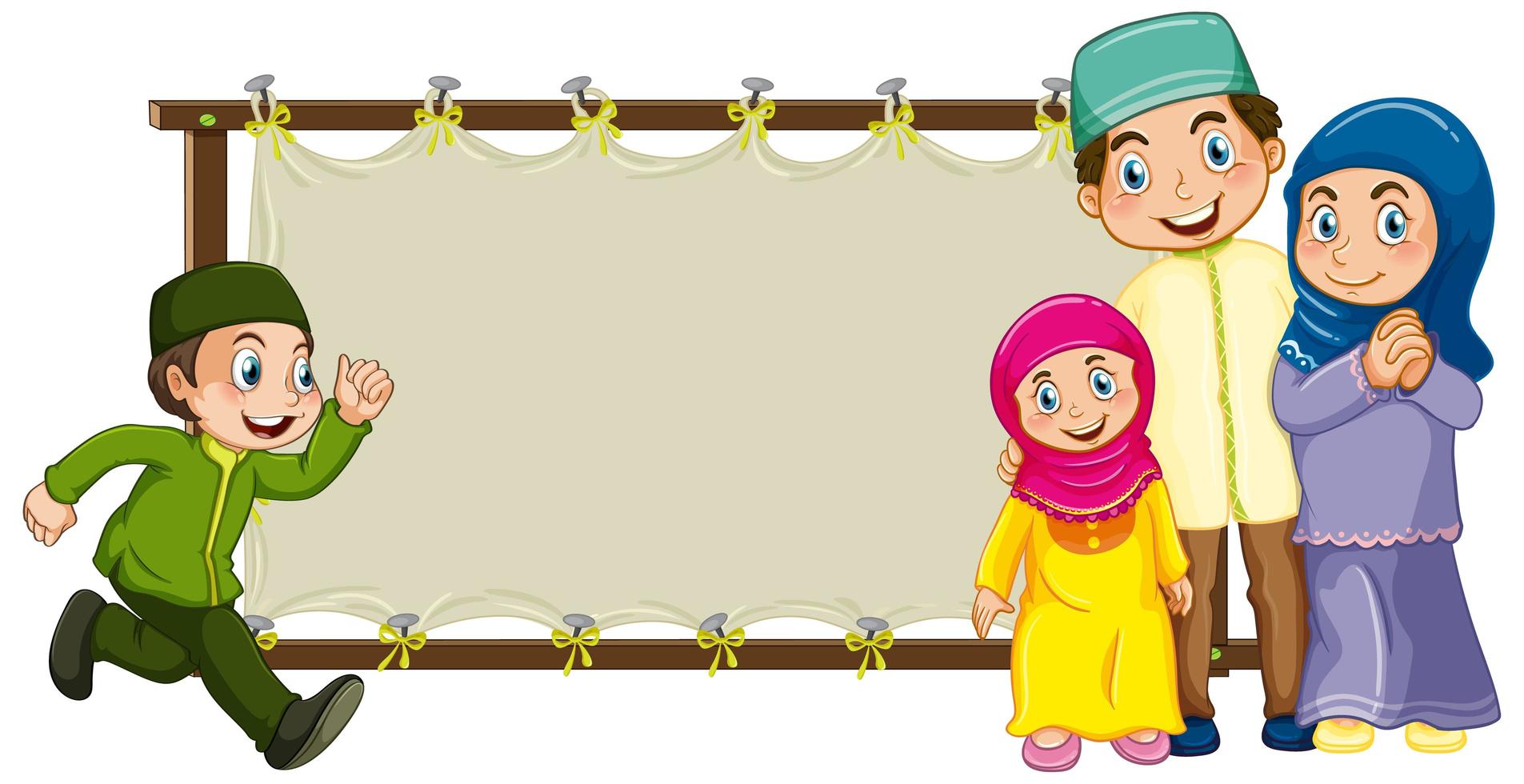 Middle Eastern family with a blank banner vector