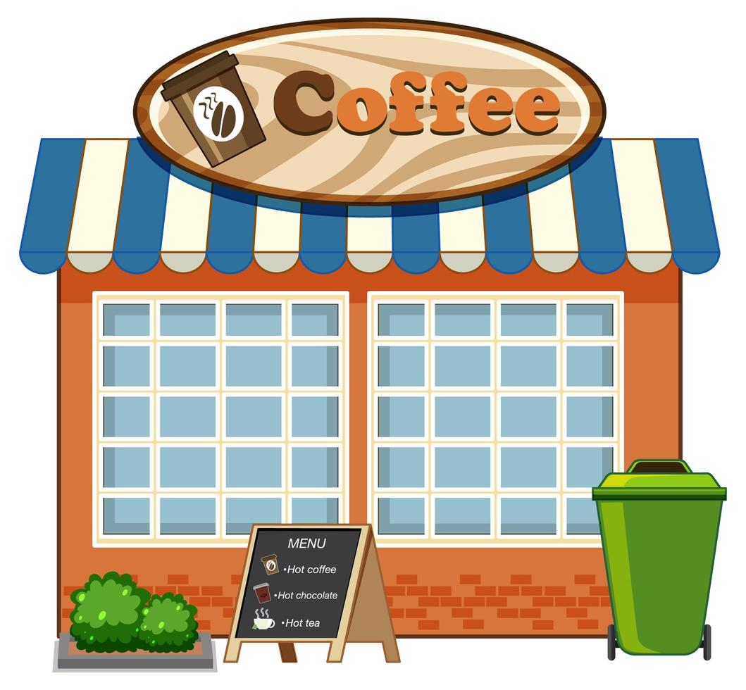 Coffee shop, storefront design vector