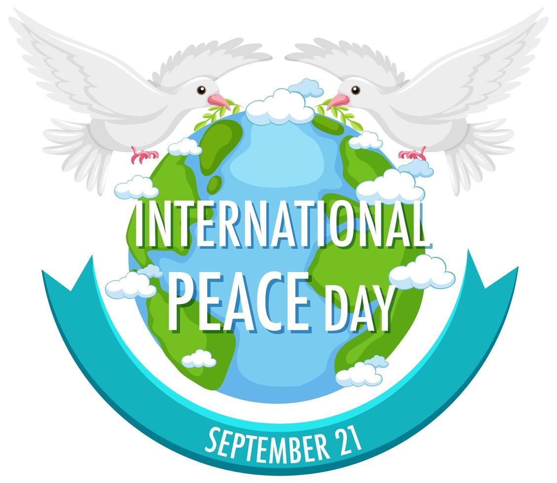 International Peace Day icon with doves vector