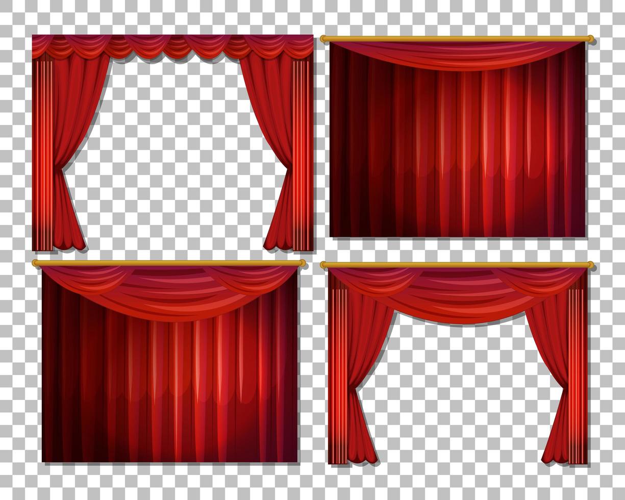 Luxury red curtains set vector