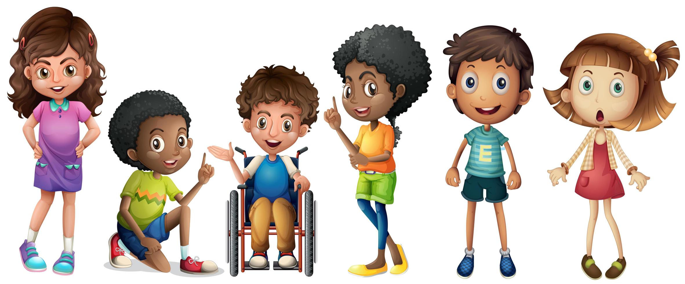 A group of diverse kids vector