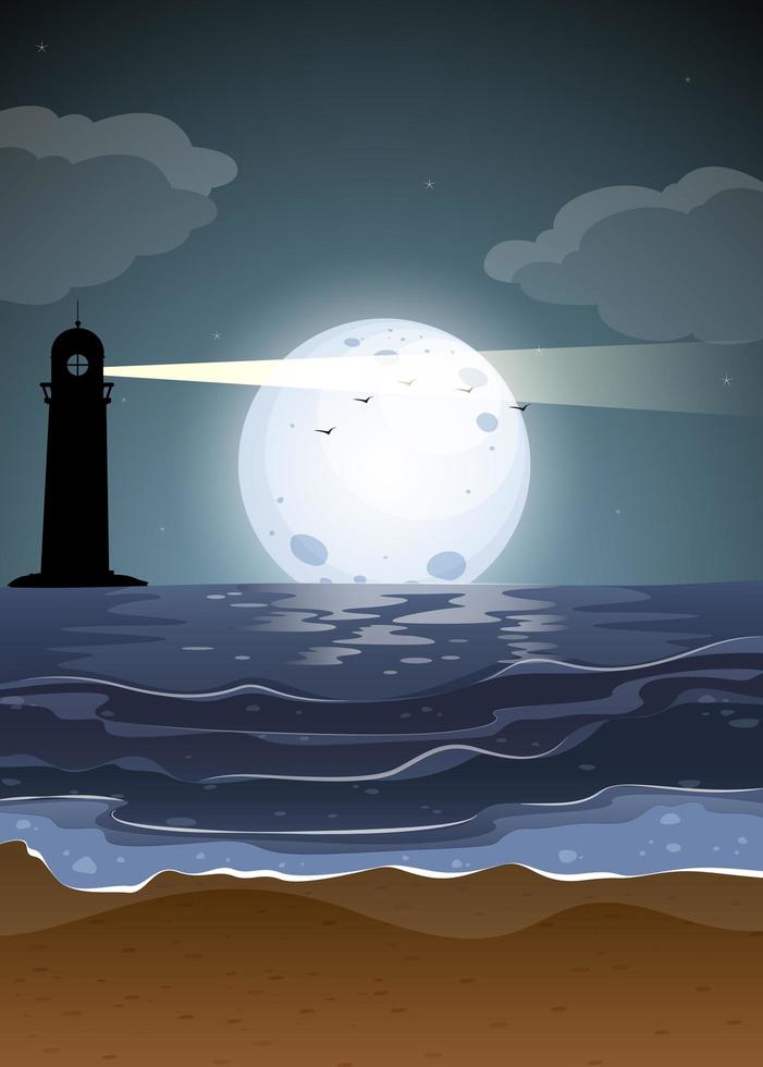 escena nocturna del paisaje marino vector