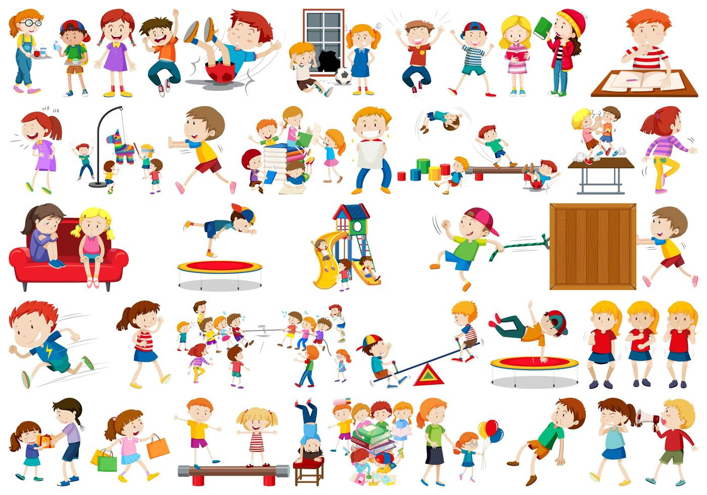 Large set of different cartoon kids  vector