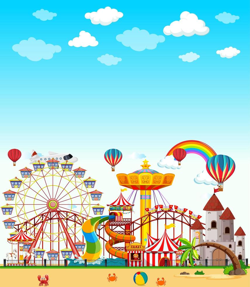 Amusement park by the beach vector