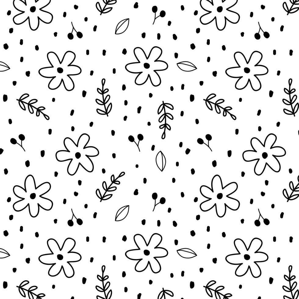 Floral doodle seamless pattern background vector