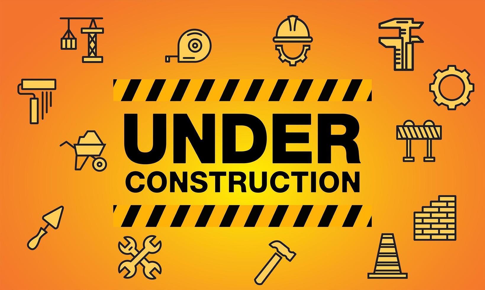 Under Construction site and construction icons vector