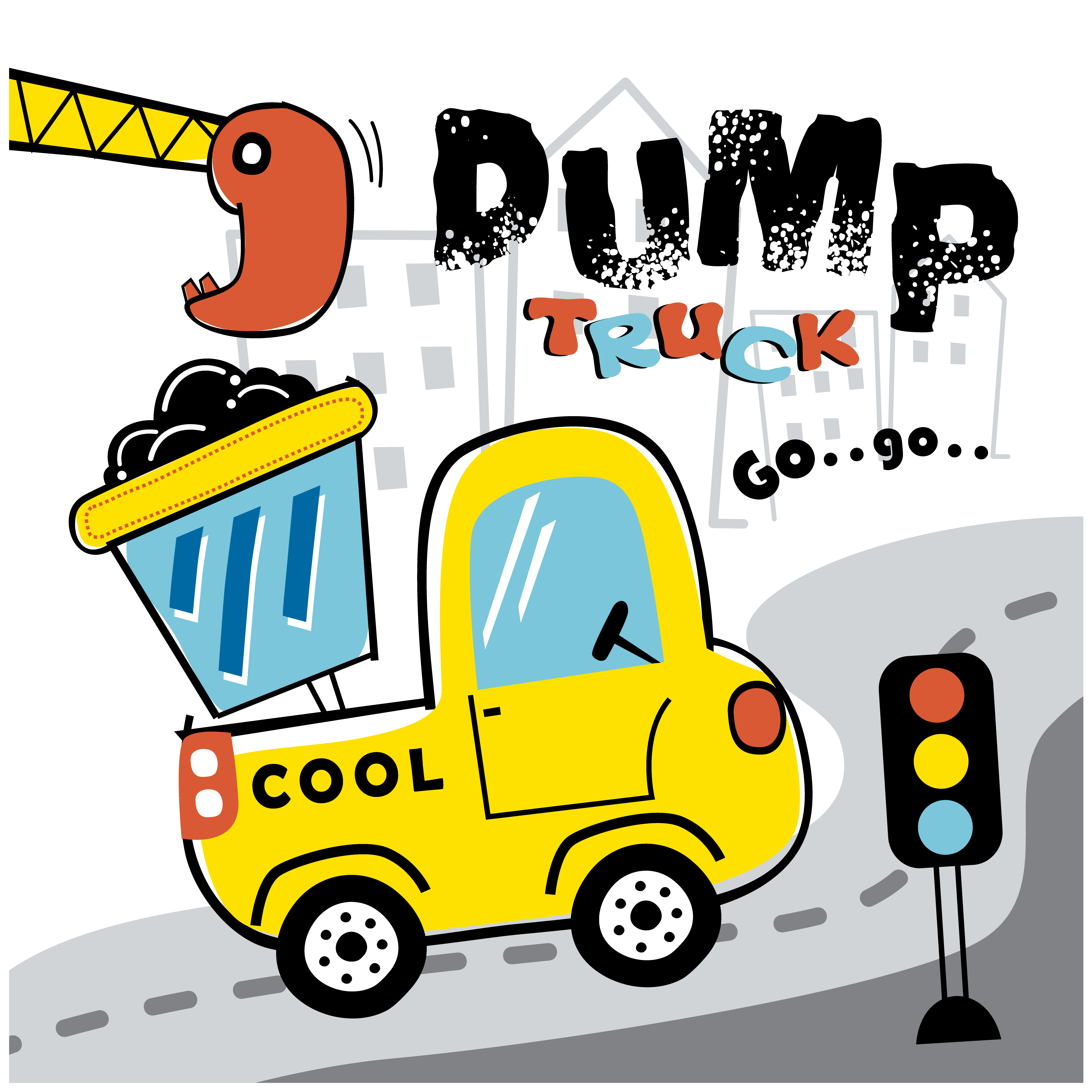 Cartoon dump truck on the road design 1338362 Vector Art at Vecteezy