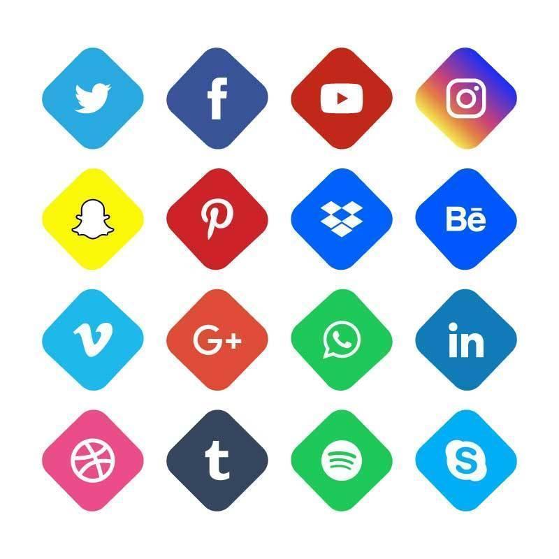 Round Social Media Flat Icons vector