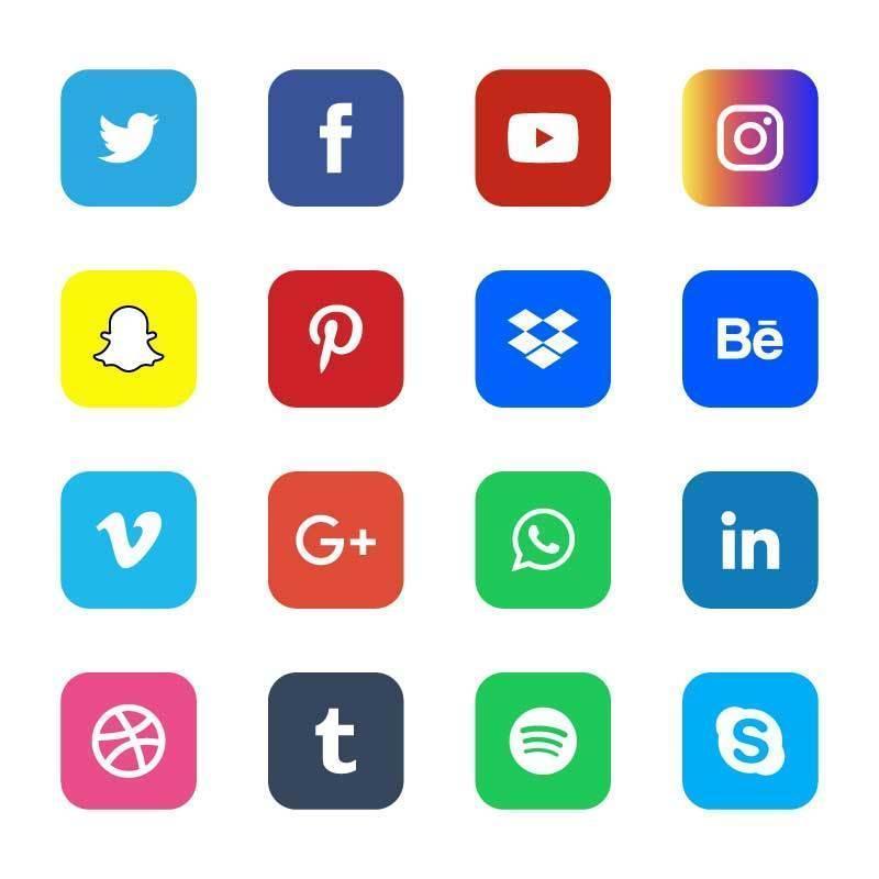 hoja plana de iconos de redes sociales vector