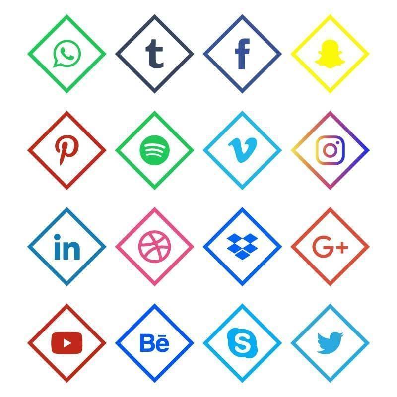 Linear Colored Social Media Icons vector