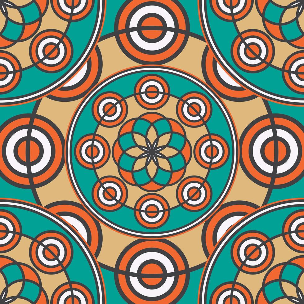 Linear Colored Seamless Mandala Pattern vector