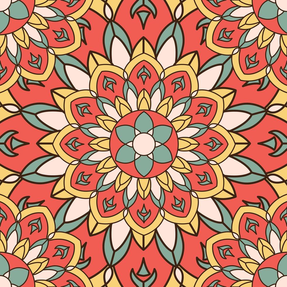 Indian Colored Seamless Mandala Pattern vector
