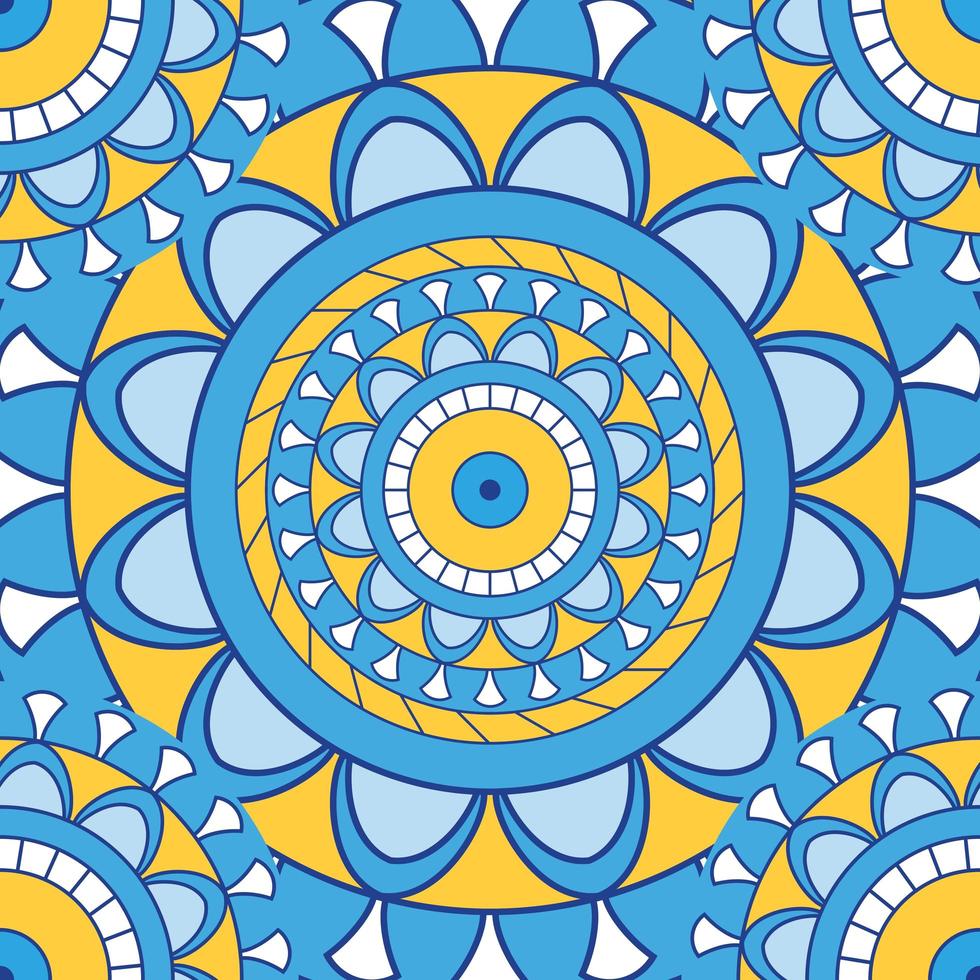 Blue Seamless Mandala Colored Background vector