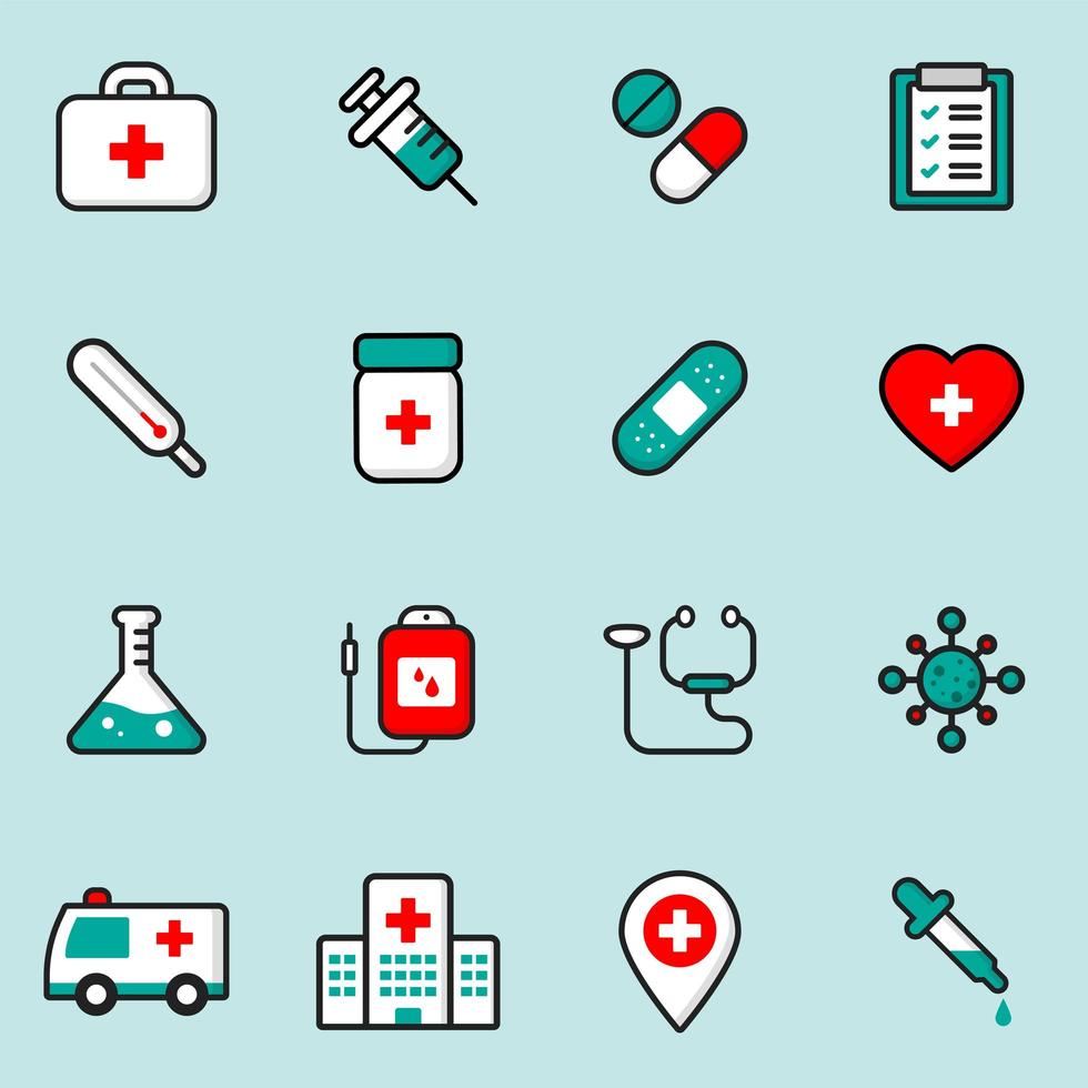 conjunto de iconos médicos y de atención médica vector