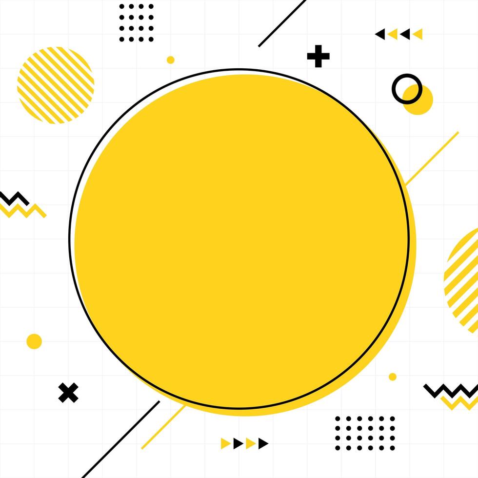Yellow memphis style in square size. vector