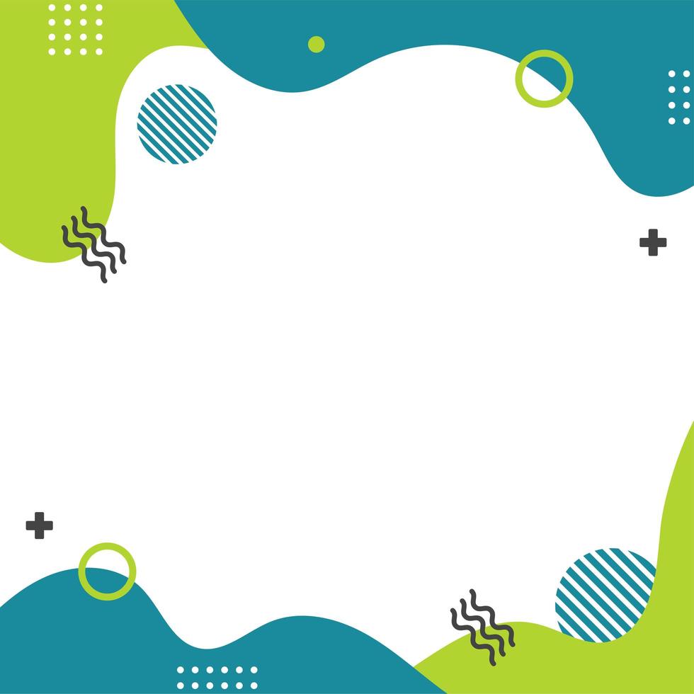 Colorful dynamic memphis style in square size vector