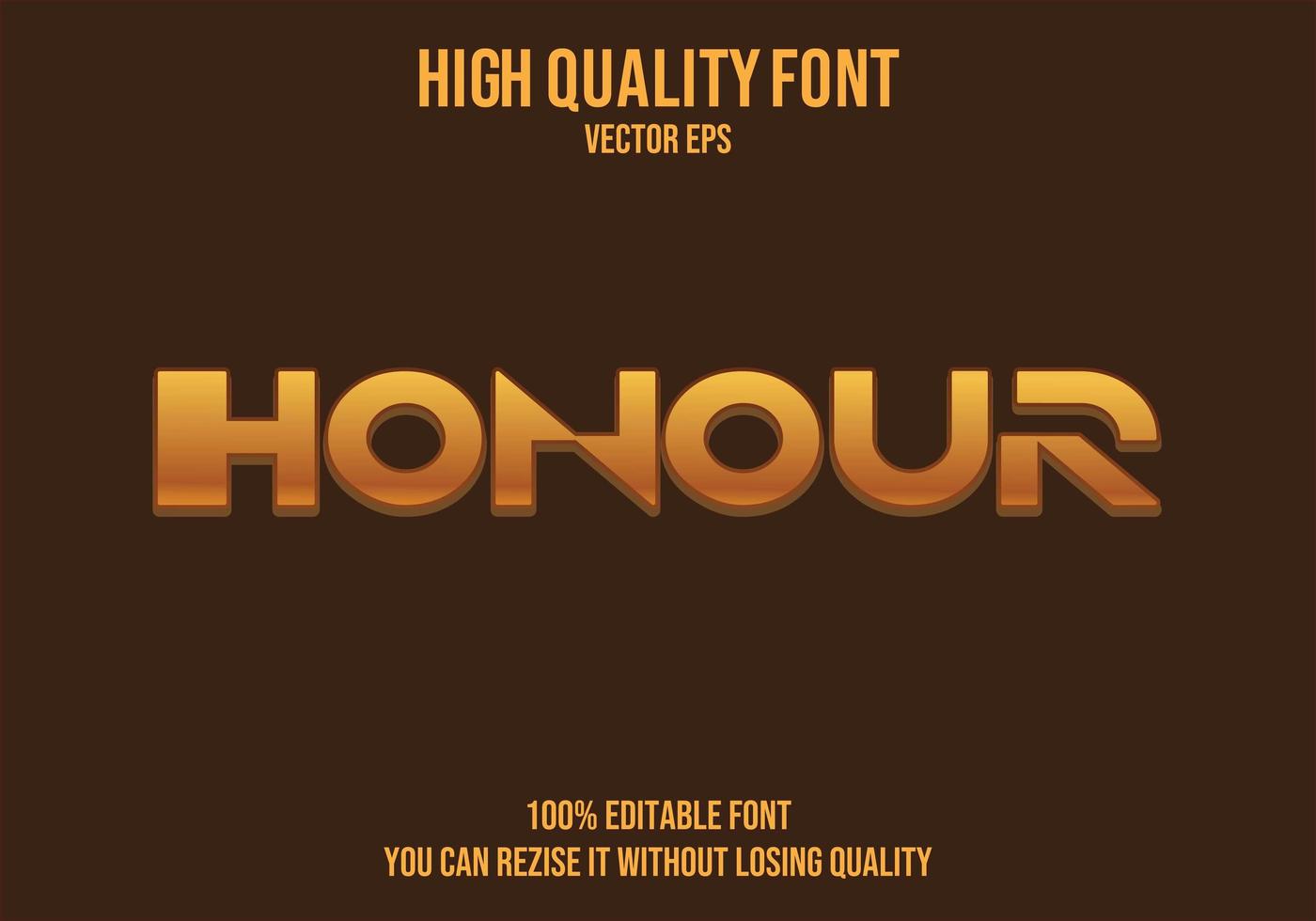 efecto de texto editable dorado de honor vector