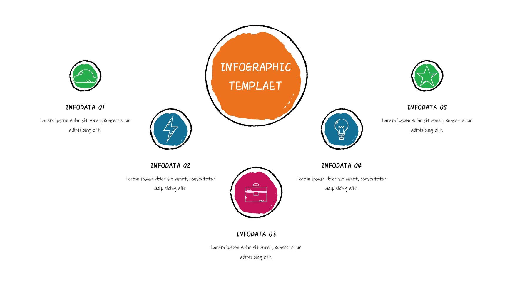 Colorful circle sketch step chart vector