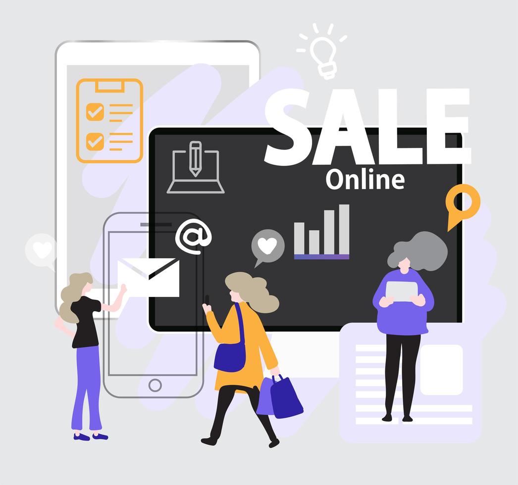 Slide presentation flat style sale online template vector