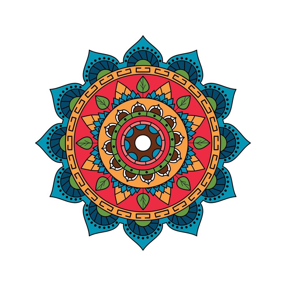 diseño indio mandala colorido brillante vector