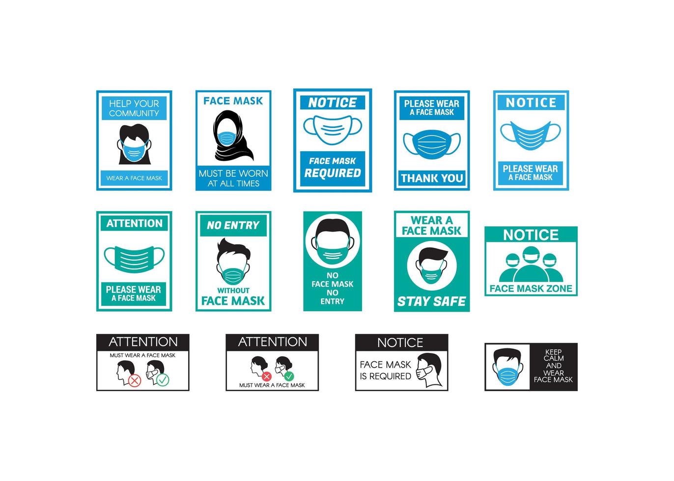 Face mask signage  vector