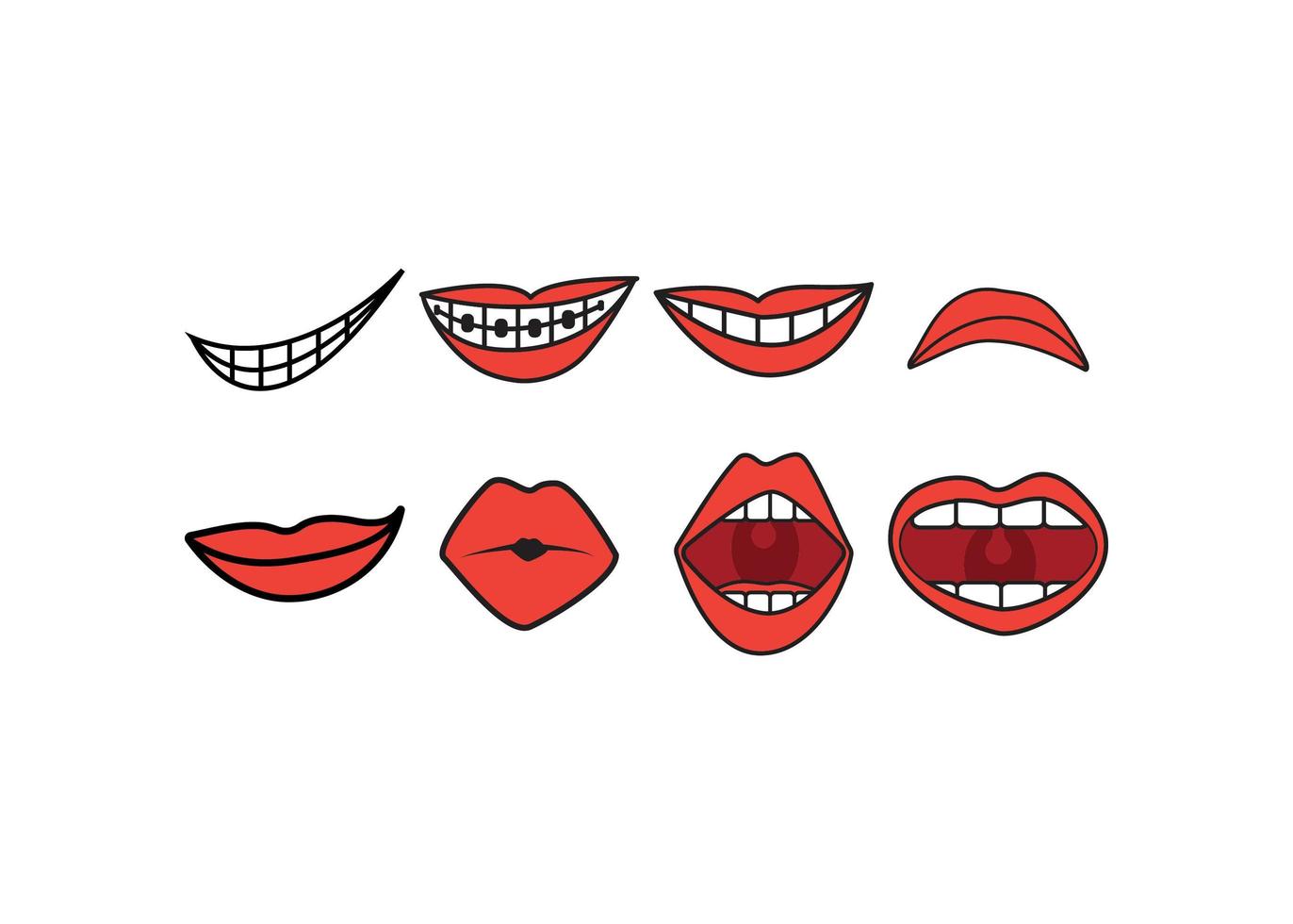 Lips expression set vector