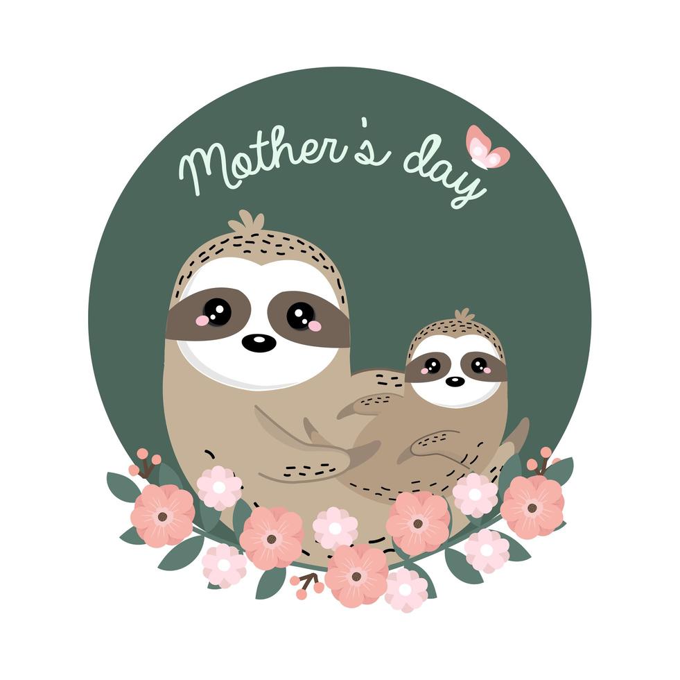 madre perezosa y bebé para la celebración del día de la madre vector