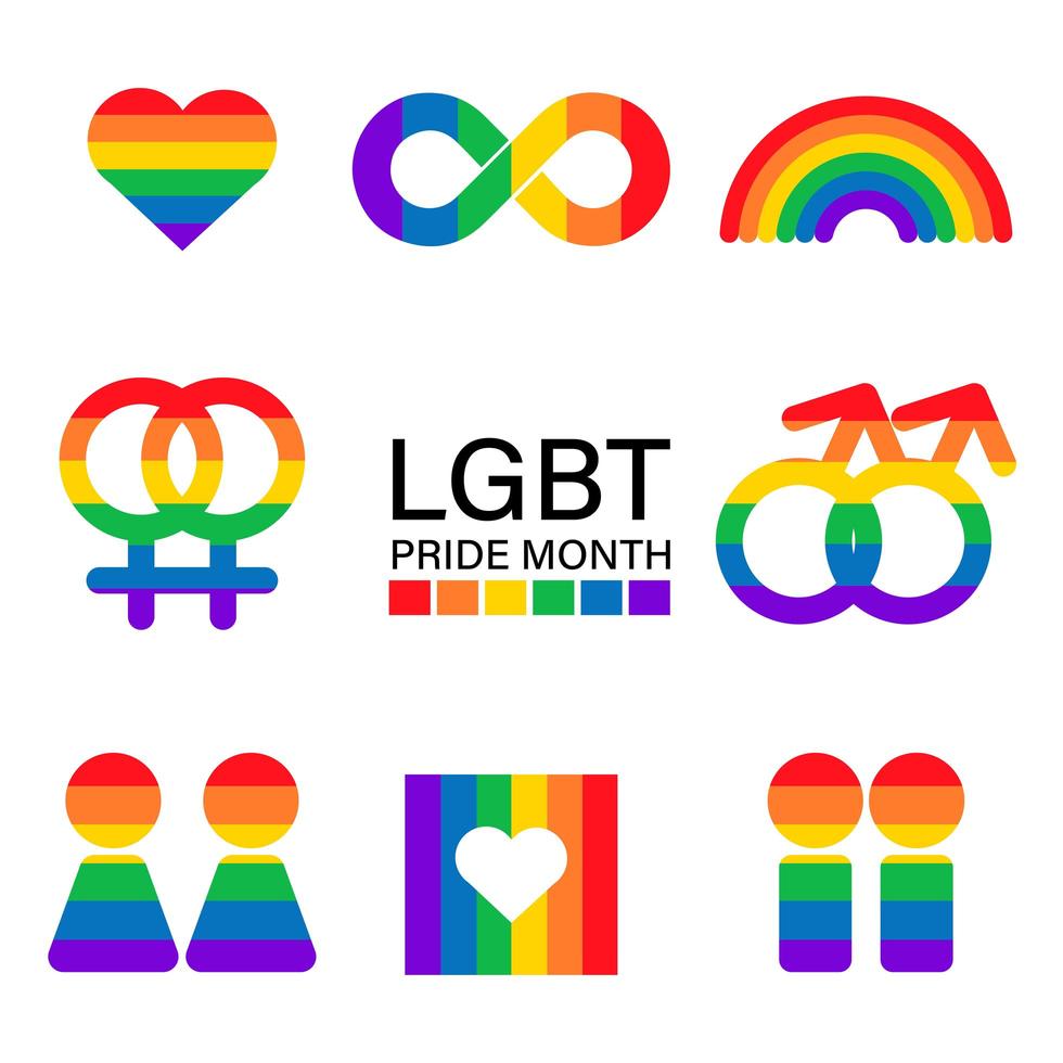 conjunto de iconos del mes del orgullo y lgbtq vector