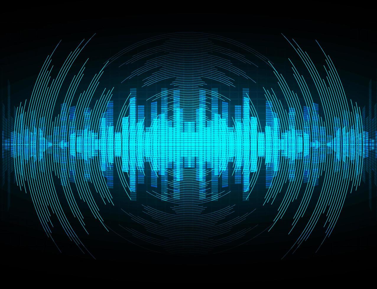 Sound waves oscillating in blue light vector