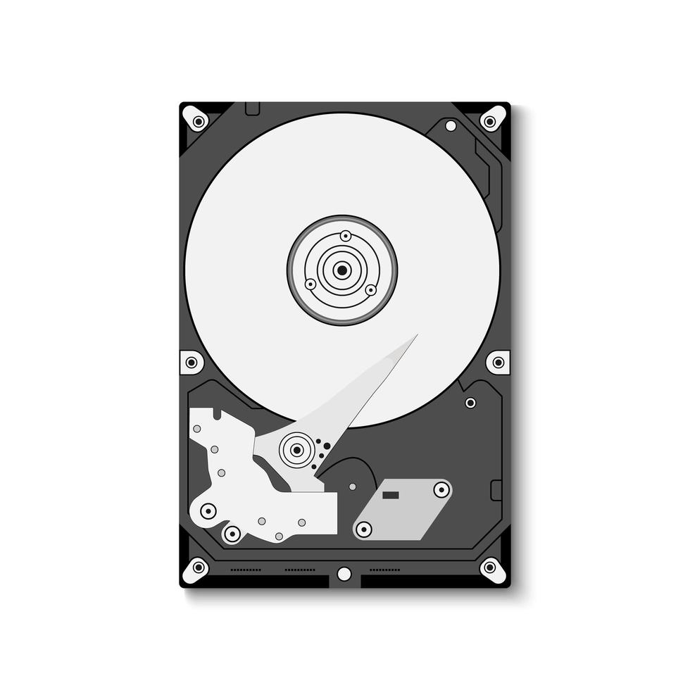 Unidad de disco duro HDD aislado sobre fondo blanco. vector