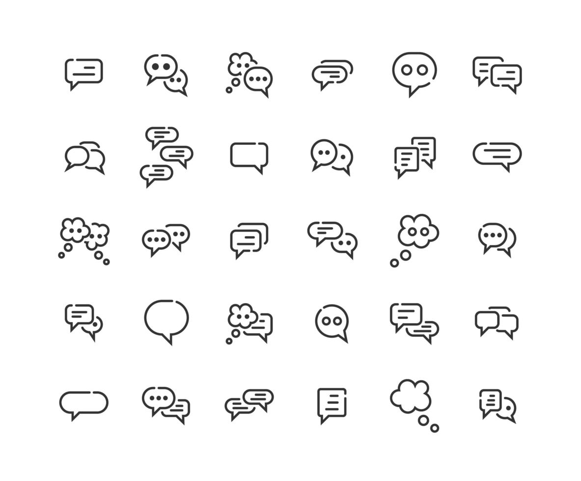 Speech Bubble Outline Icon Set vector