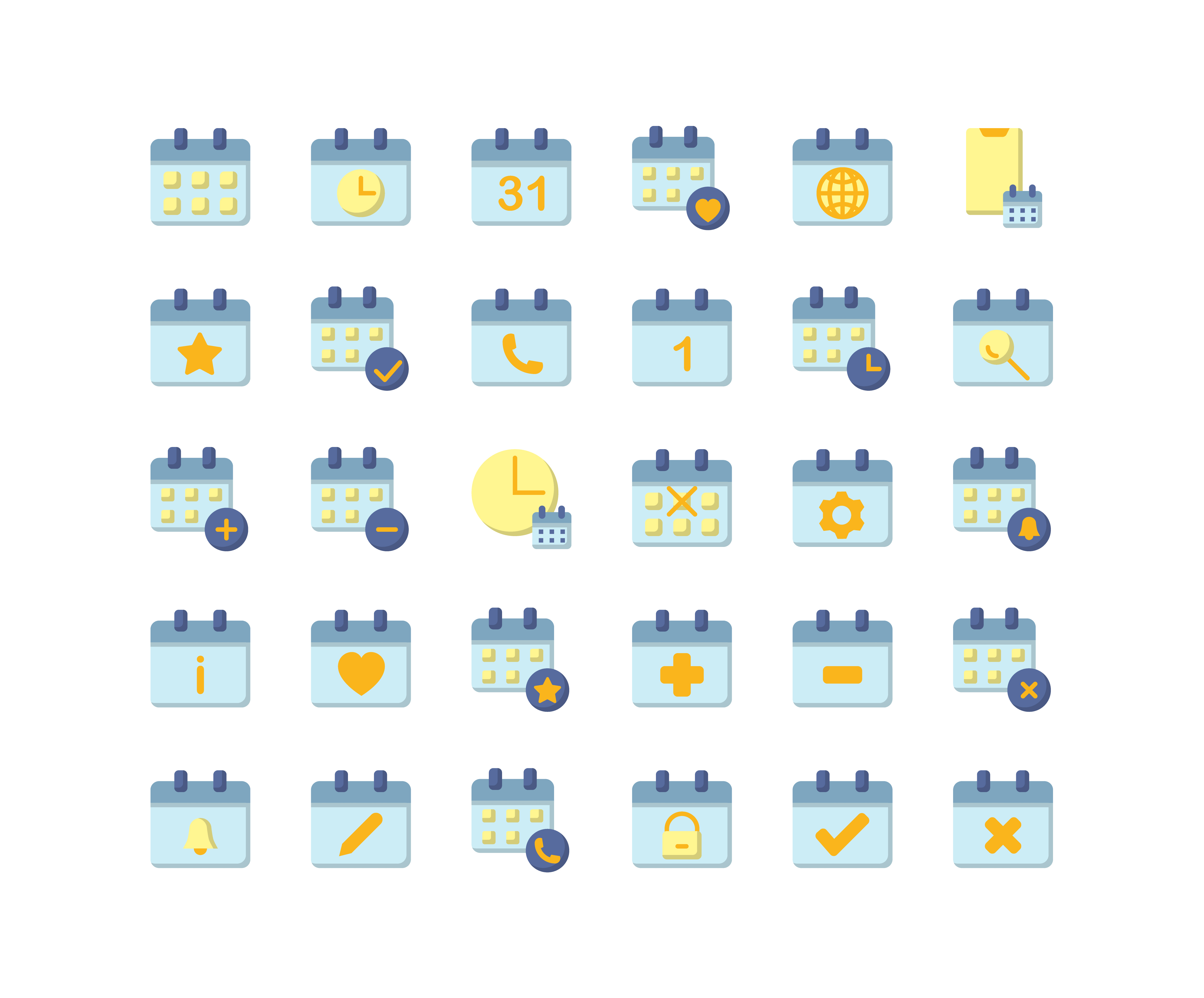 Calendar Flat Icon Set Download Free Vectors Clipart Graphics Vector Art