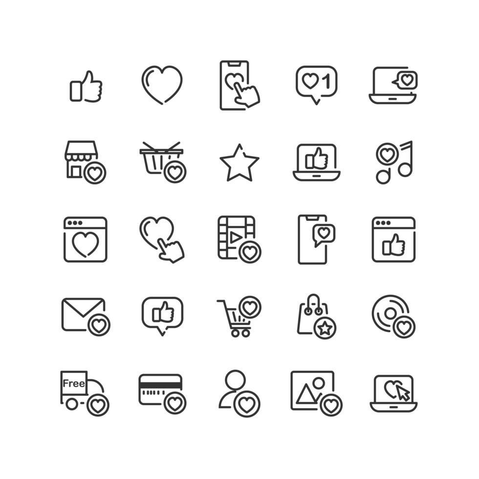 Social Network Like Outline Icon Set vector
