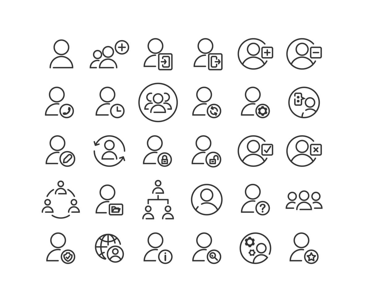 Users Outline Icon Set vector