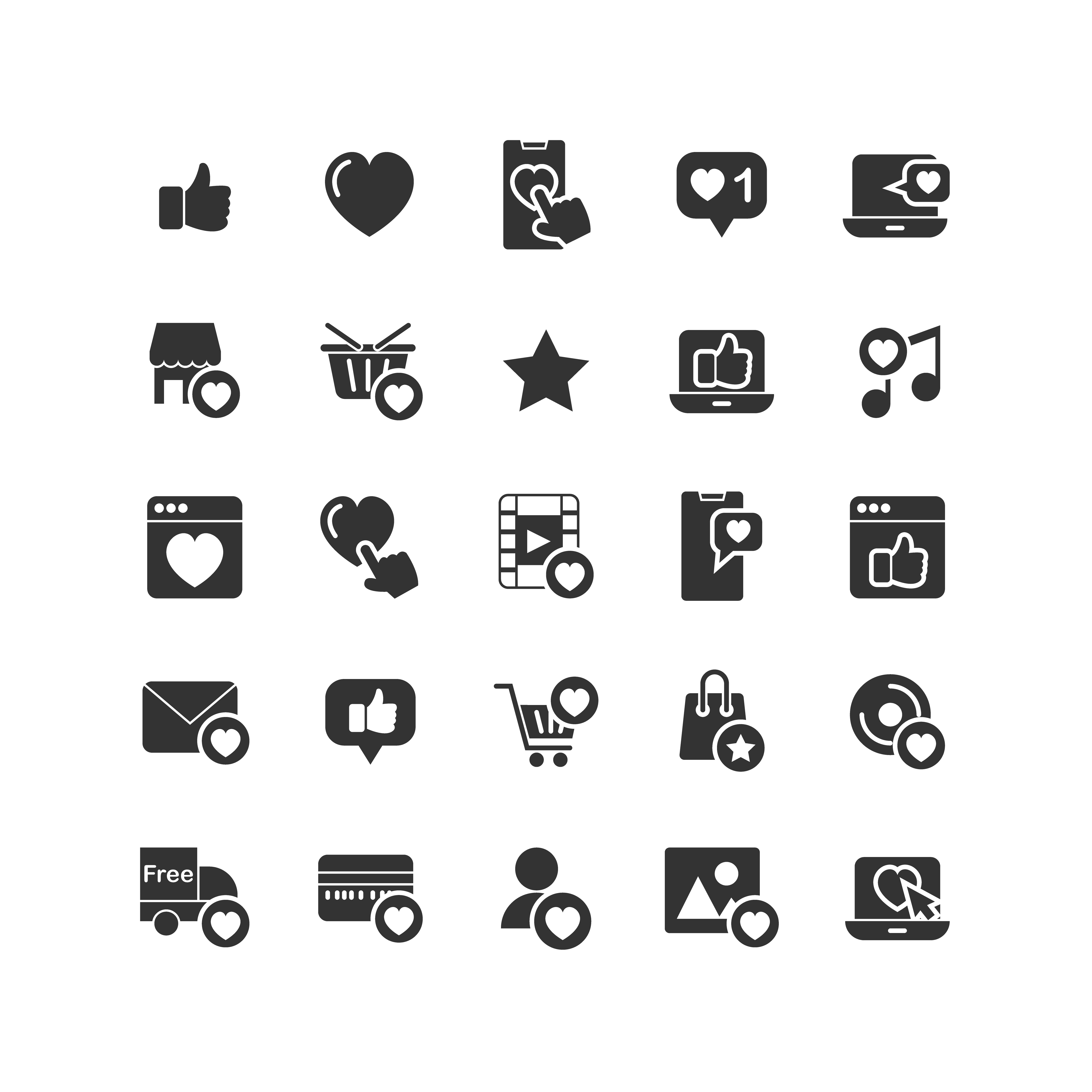 Social Network Like Solid Icon Set 1338729 Vector Art at Vecteezy