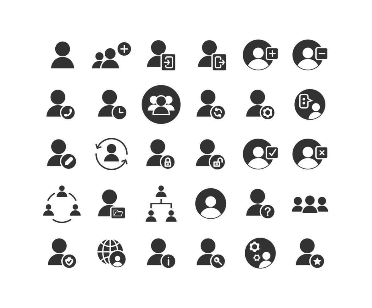 Users Solid Icon Set vector