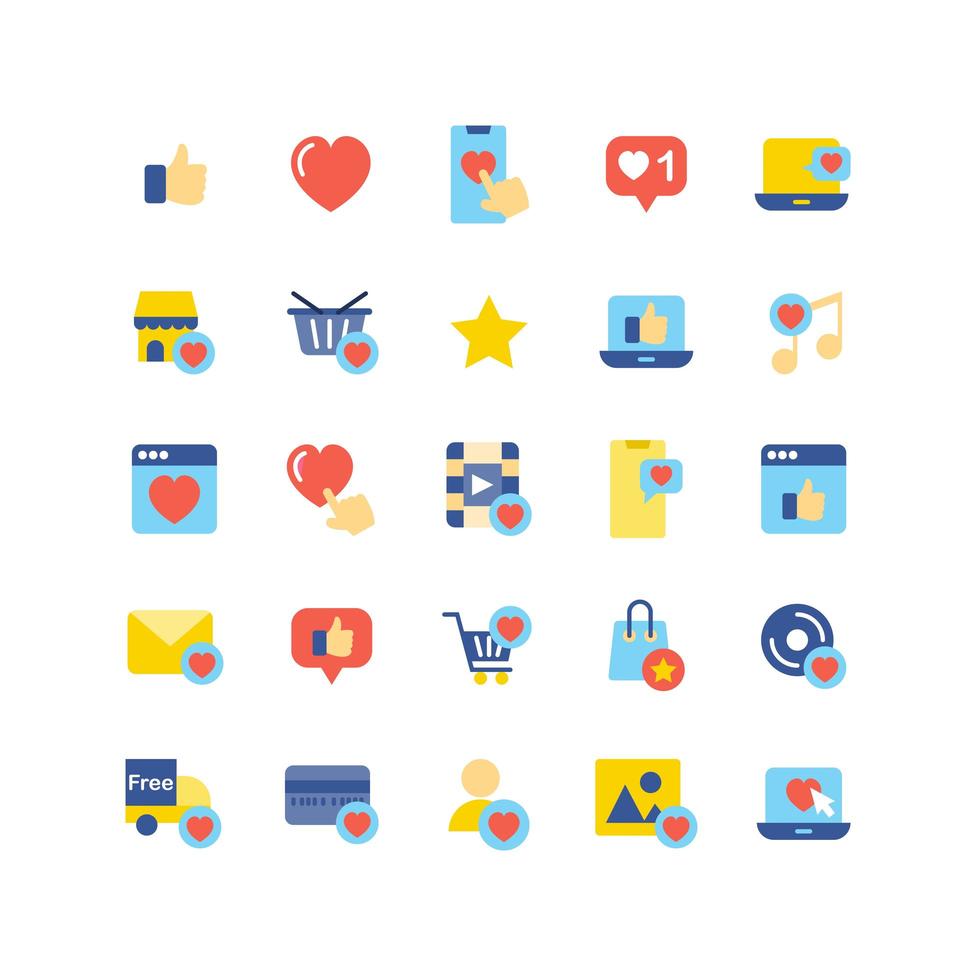 Social Network Like Flat Icon Set vector