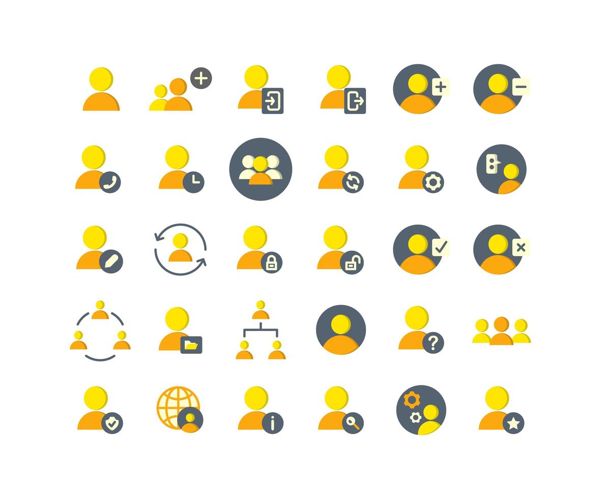 Users Flat Icon Set vector