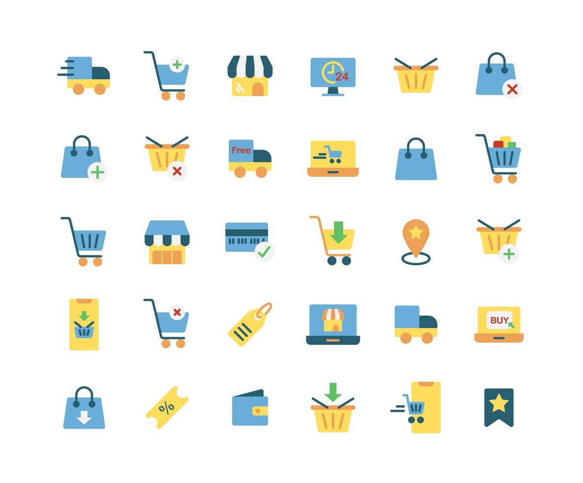 Online Shopping Flat Icon Set vector