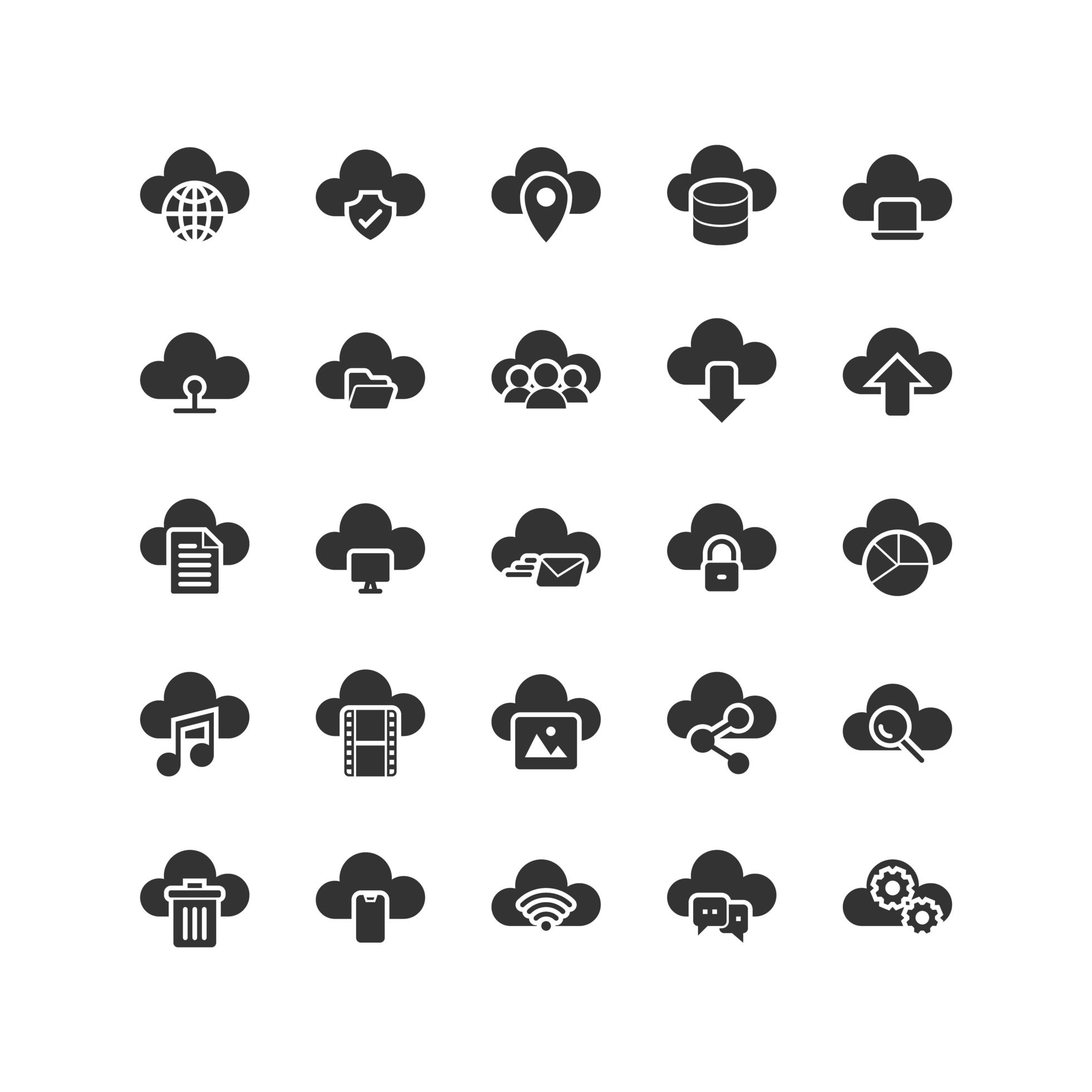 Cloud Computing Solid Icon Set 1338740 Vector Art at Vecteezy