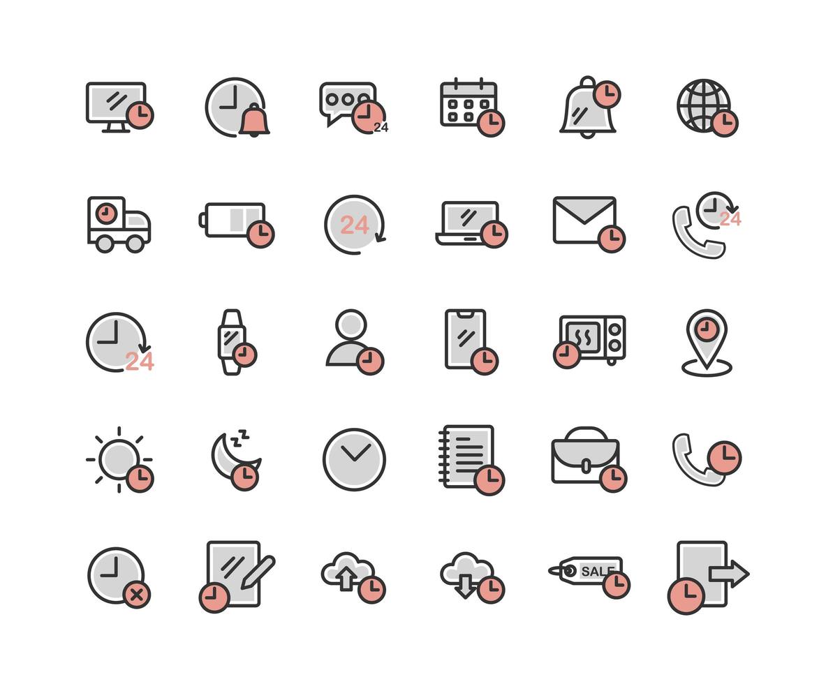 Time Filled Outline Icon Set vector