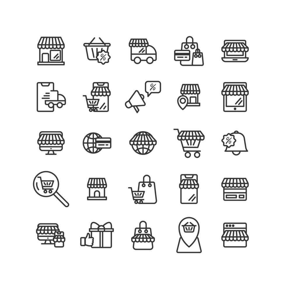 Online Shopping Outline Icon Set vector