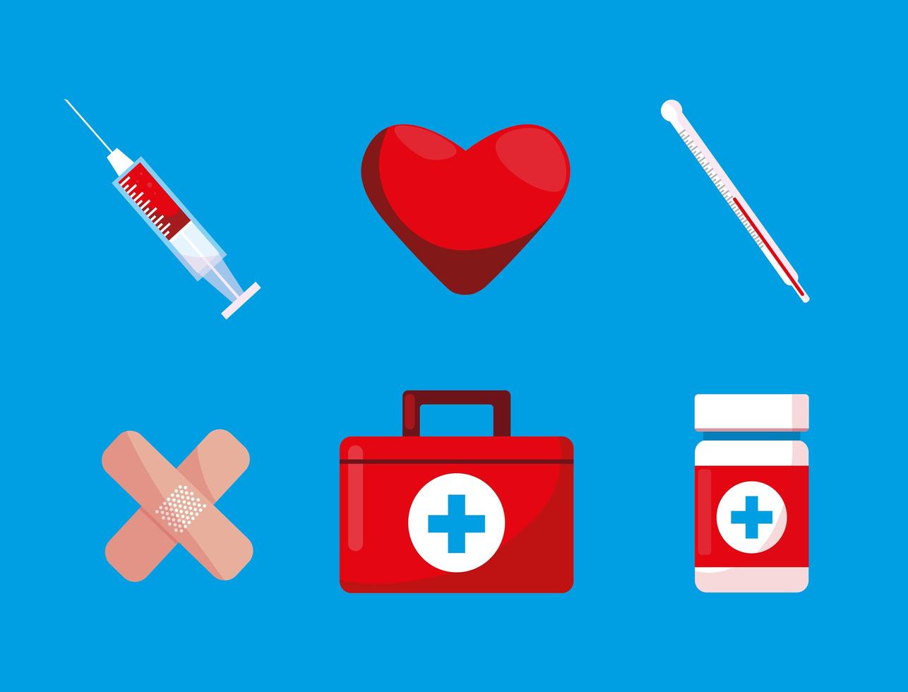 First aid kit with set icons vector