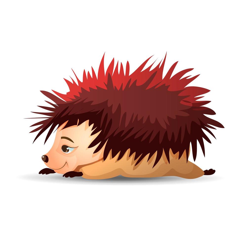 Cute hedgehog lying on his stomach vector