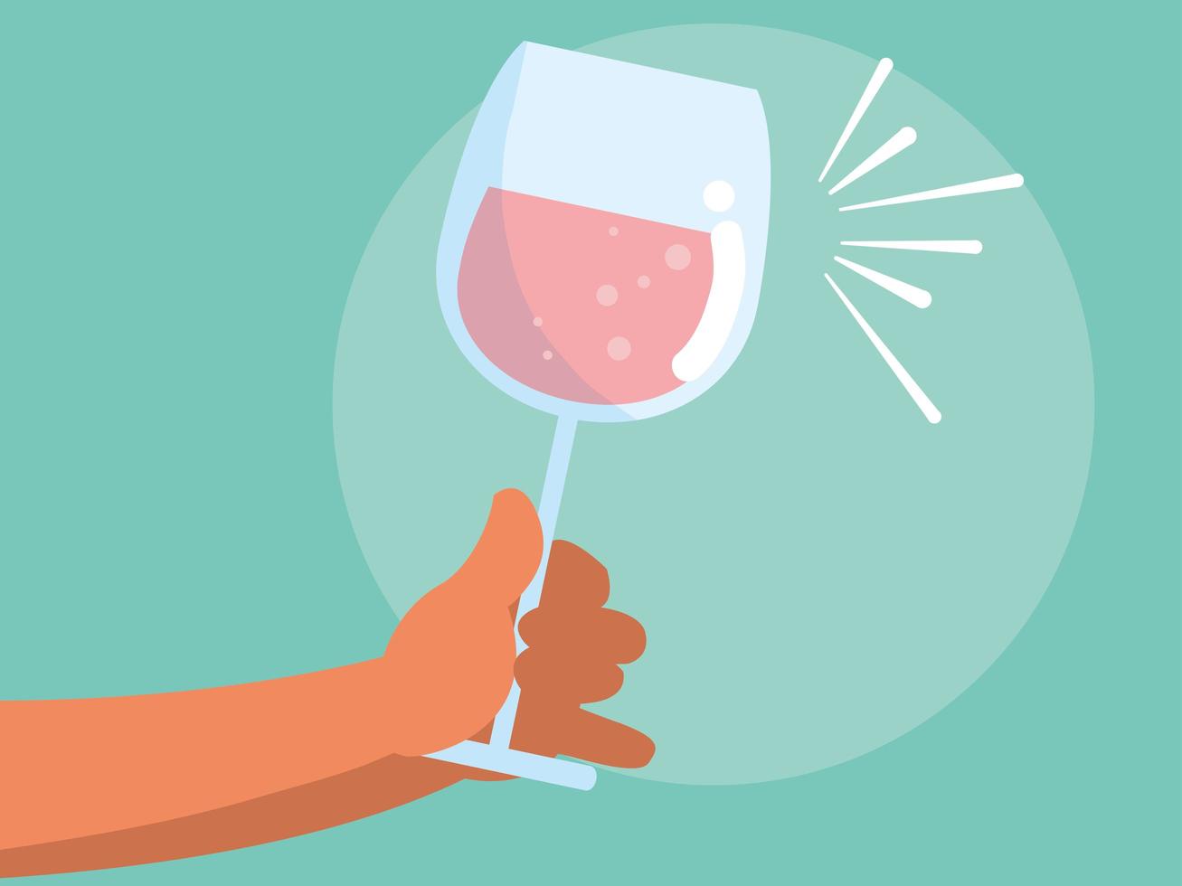 Hand with cup of wine isolated icon vector