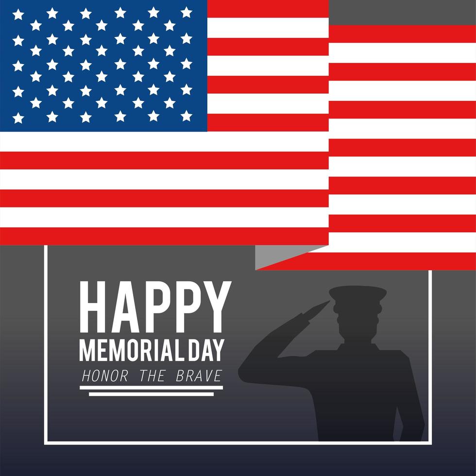 USA flag with military man for Memorial day vector